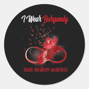 Butterfly Ribbon Feather Brain Aneurysm Bewusstsei Runder Aufkleber