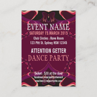 Butterfly Ribbons Event Party Mini Flyer Visitenkarte
