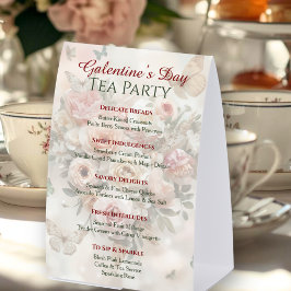 Butterfly Rococo Rose Galentine Garden Brunch Menu Tischaufsteller