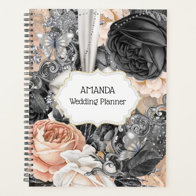 Butterfly Rose DIY Name Blumenaquarell Planer (Vorderseite)