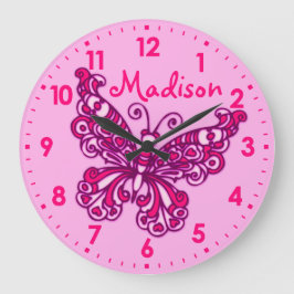 Butterfly rose filles nom de la chambre horloge mu