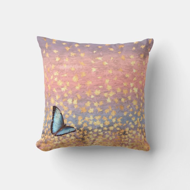 Butterfly Rose Gold Flakes Abstraktes Design Kissen (Vorderseite)