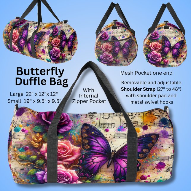 Butterfly-Rose - Musikmalerei Duffle Bag (Von Creator hochgeladen)