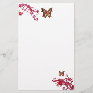 BUTTERFLY, rot weiß Briefpapier