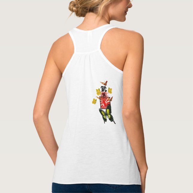 Butterfly Samurai Kanji und japanische Flagge T -  Tank Top (Rückseite)