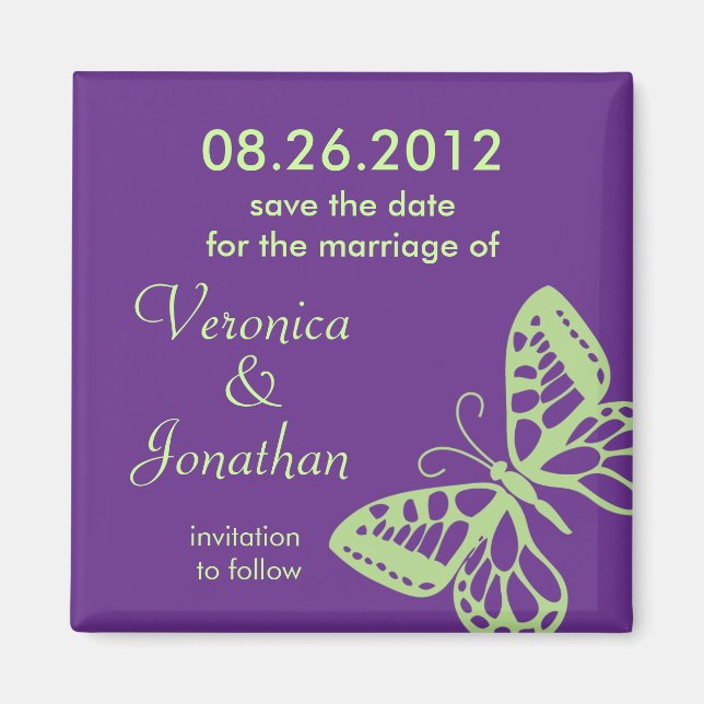 Butterfly Save the Date Magnet (Vorne)