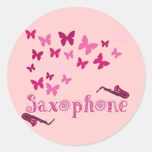 Butterfly Saxophon Runder Aufkleber