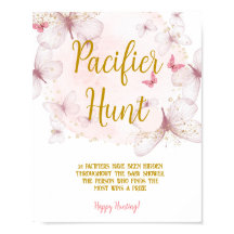 Butterfly Schnuller Hunt Game Sign