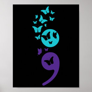 Butterfly Semicolon Suicide Bewusstsein Mentale Ge Poster