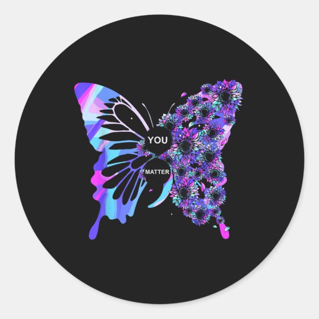 Butterfly Semicolon Suicide Bewusstsein Mentale Ge Runder Aufkleber (Vorderseite)