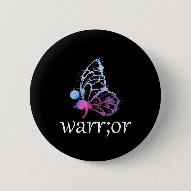 Butterfly Semicolon Warrior Suicide Prevention Awa Button (Vorderseite)