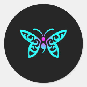 Butterfly Semicolon Warrior Suicide Prevention Awa Runder Aufkleber