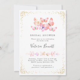 Butterfly Skies Coral Gold Confetti Brautparty Einladung