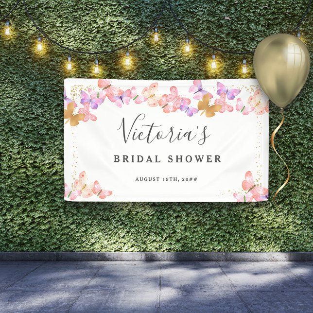 Butterfly Skies Elegant Butterflies Brautparty Banner (Von Creator hochgeladen)