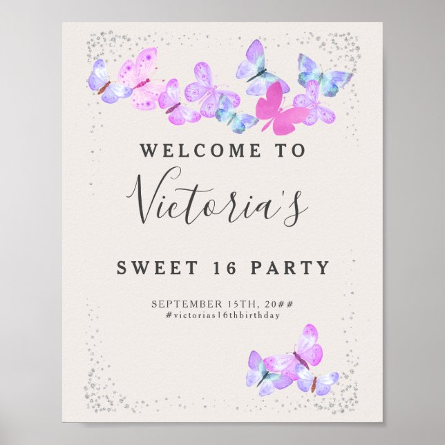 Butterfly Skies Watercolor Schmetterlinge Willkomm Poster (Vorne)