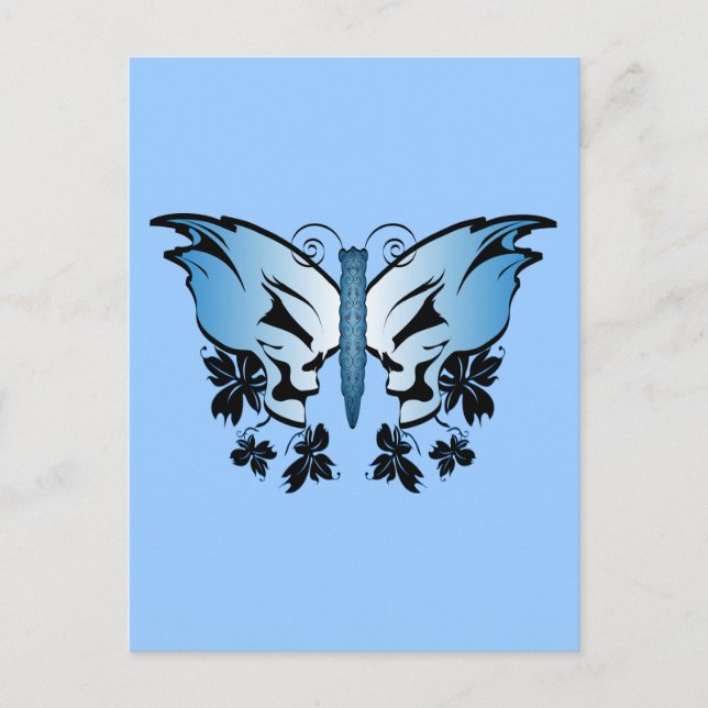 Butterfly Skull - Blau Postkarte (Vorderseite)