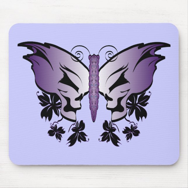 Butterfly Skull Lila Mousepad (Vorne)
