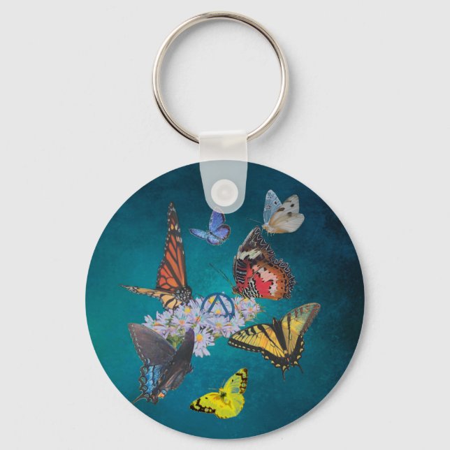 butterfly sobriety symbol aluminu round keychain schlüsselanhänger (Vorderseite)