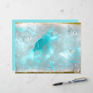 Butterfly Sonnenblume Aquamarin Silver Vintag Anti