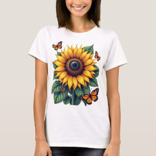 Butterfly Sonnenblume Blütennatur T - Shirt für Fr