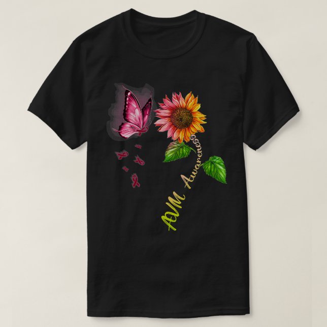 Butterfly Sonnenblumen AVM Bewusstsein T-Shirt (Design vorne)
