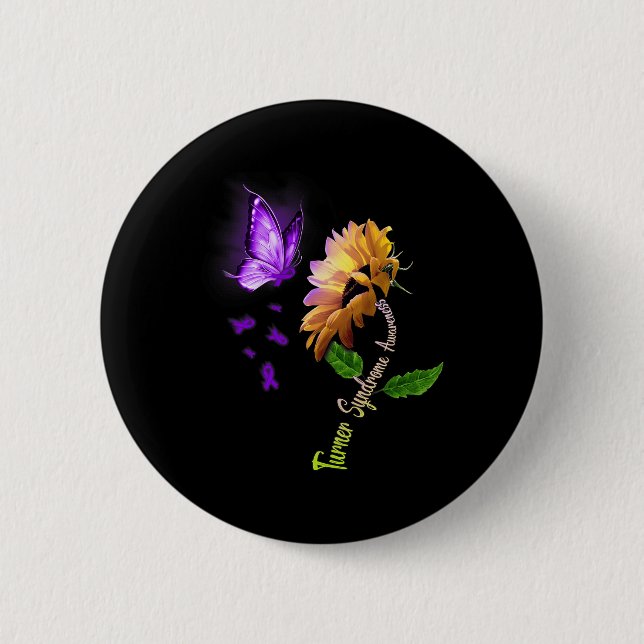 Butterfly Sonnenblumen-Turner-Syndrom Bewusstsein Button (Vorderseite)