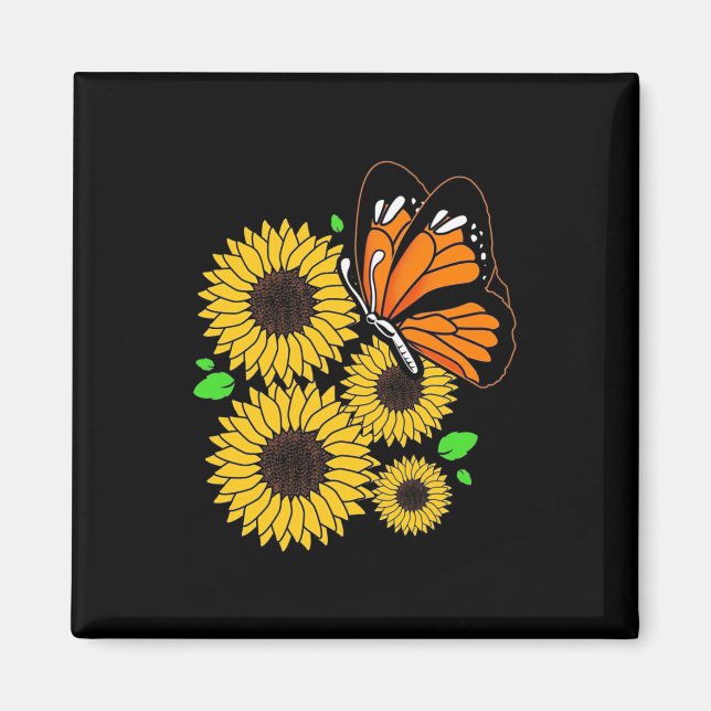 Butterfly Sonnenblumengarten Magnet (Vorne)