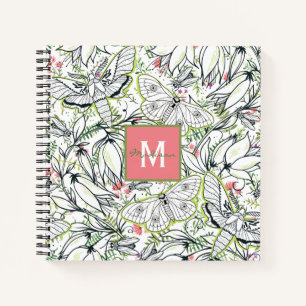 Butterfly Spring Floral Monogram Notizbuch