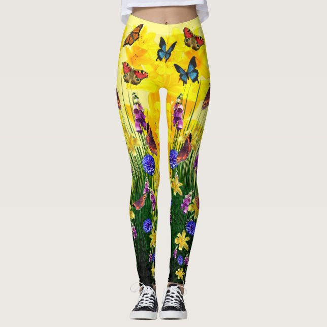 Butterfly Springtime-Blume Leggings (Vorderseite)
