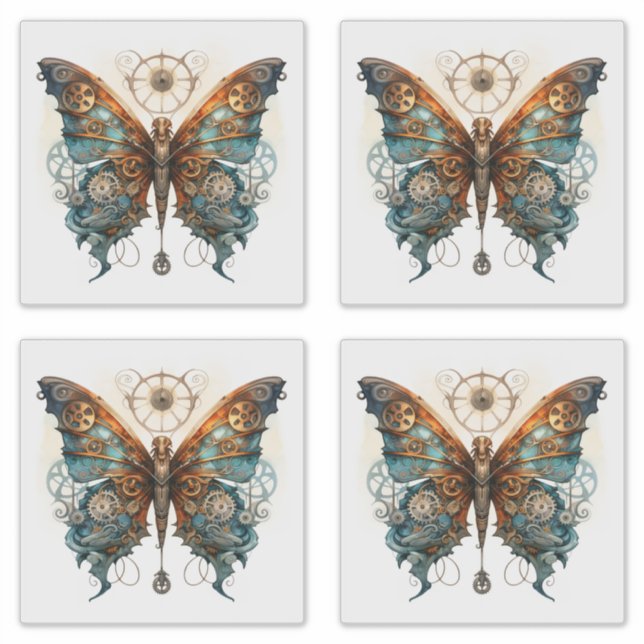 Butterfly Steampunk Metal Gear Schmetterlinge Aufkleber (Vorderseite)