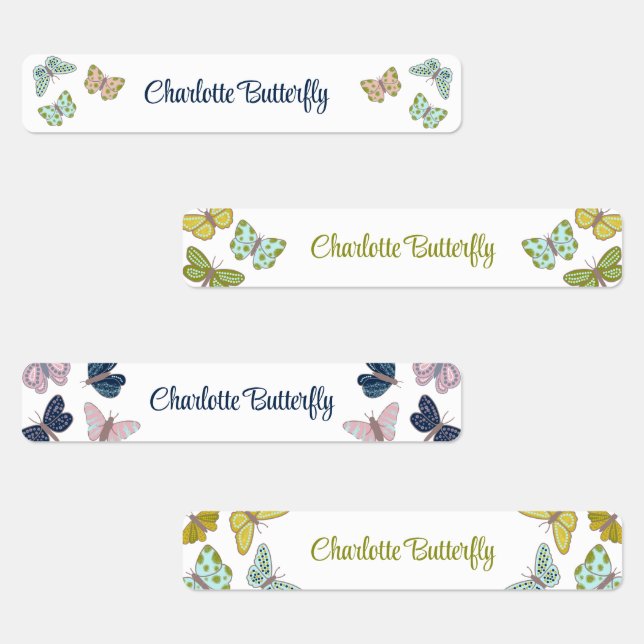 Butterfly Summer Pink Blue Yellow Labels Etiketten (Gruppe)