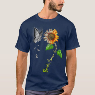 Butterfly Sunflower Brain Cancer Awareness T-Shirt