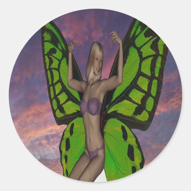 Butterfly Sunset Runder Aufkleber (Vorderseite)