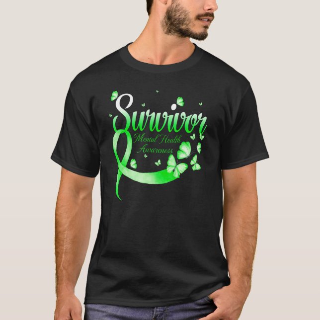 Butterfly Survivor Mental Health Awareness T-Shirt (Vorderseite)