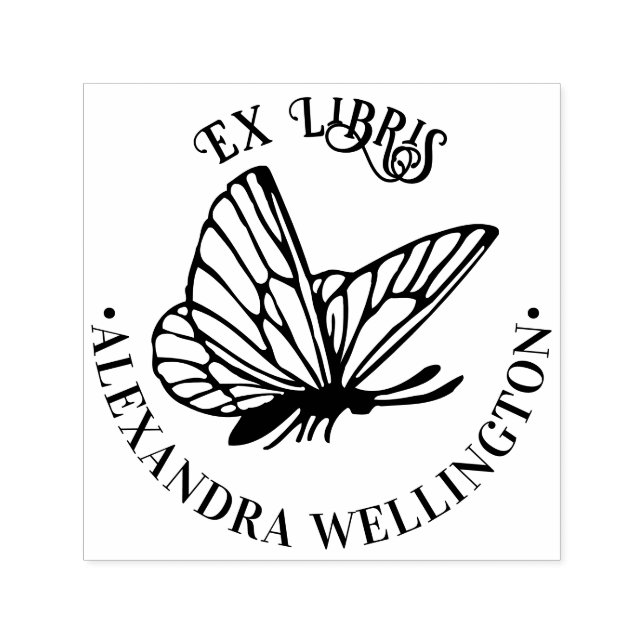 Butterfly SV Ex Libris Bibliotheksname Runde Permastempel (Design)