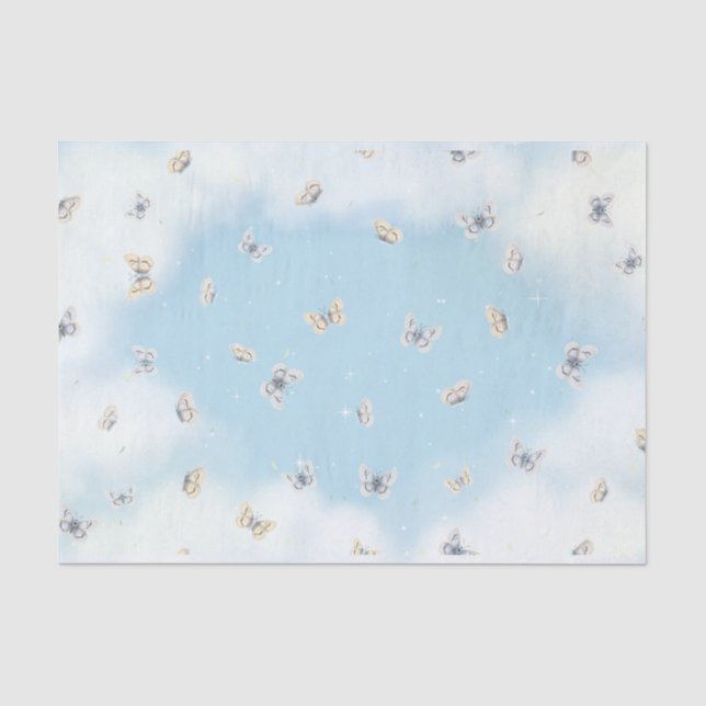 Butterfly Swarm in Dreamy Blue Sky Seidenpapier (Vorderseite)