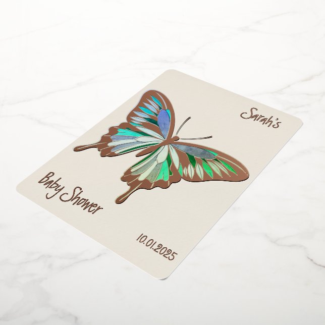 Butterfly Sweet Palette Baby Dusche Rose Gold Folieneinladung (Gedreht)