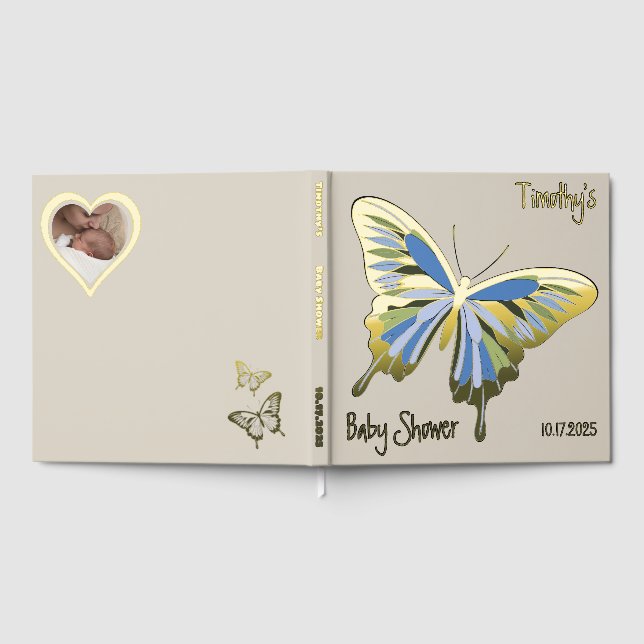 Butterfly Sweet Palette Baby Dusche Rose Gold Gästebuch (Voll)