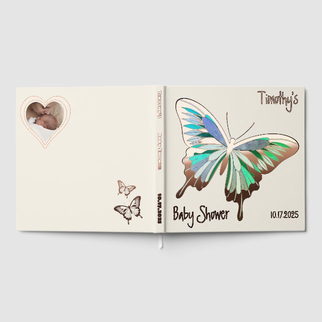 Butterfly Sweet Palette Baby Dusche Rose Gold Gästebuch (Voll)
