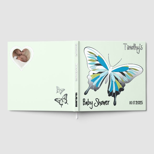 Butterfly Sweet Palette Baby Dusche Silberfolie Gästebuch (Voll)