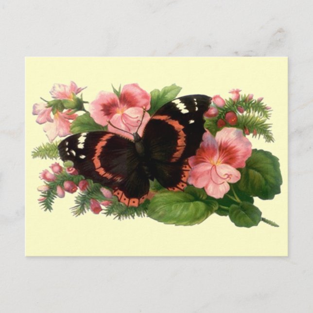 Butterfly & Sweet Pea Blumengarten Geschenke Desig Postkarte (Vorderseite)