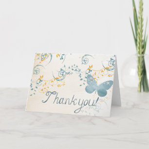 Butterfly & Swirl Muster Blue Gold Vielen Dank Dankeskarte