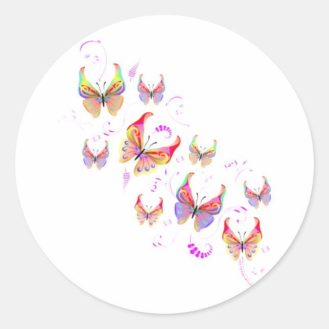 Butterfly Swirl Runder Aufkleber (Vorderseite)