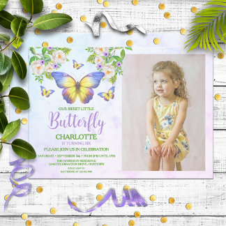 Butterfly Theme Girls Geburtstagsparty Einladung