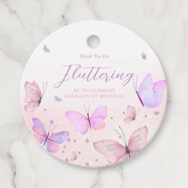 Butterfly Theme Round-Gefallen-Tags Geschenkanhänger (Vorderseite)