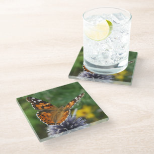 Butterfly Thistle Glass Untersetzer