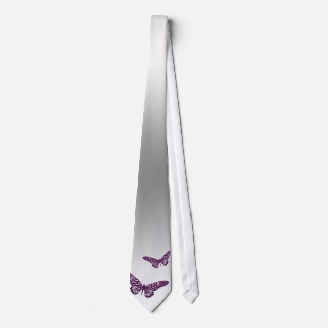 Butterfly Tie Silver Purple Sparkle Krawatte (Vorderseite)