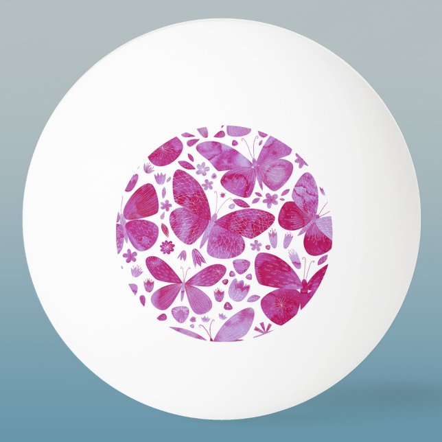 Butterfly Tischtennisball (Pink watercolor butterfly ping pong ball)