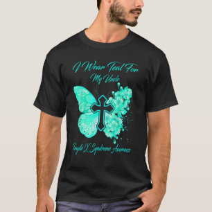 Butterfly-Tragen Aquamarin für Onkel-Fragile-X-Syn T-Shirt