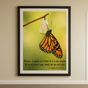 Butterfly Transformation 2 Korinther 5: 17 Bibel Poster